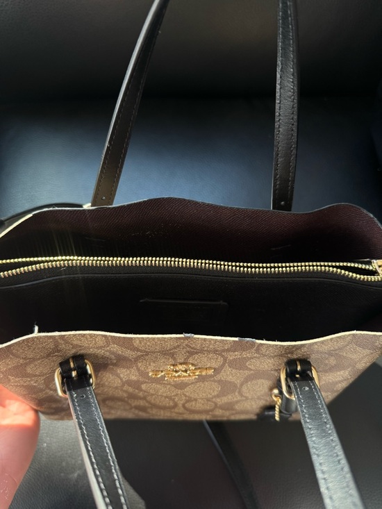 Coach Signature Canvas Tote in Brown with Black Handles. - Picture 7 of 13